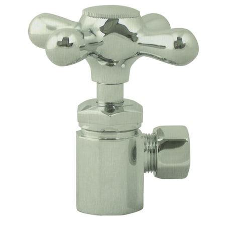Westbrass Cross Handle Angle Stop Shut Off Valve 1/2-Inch IPS Inlet W/ 3/8-Inch Compression Outlet in Satin Ni D103X-07